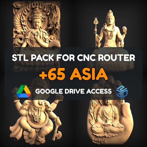 Asia STL Pack – 65+ Models For CNC Routers | Google Drive Access | Commercial License