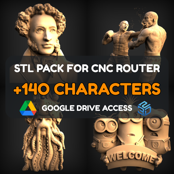 Characters STL Pack – 140+ Models For CNC Routers | Google Drive Access | Commercial License