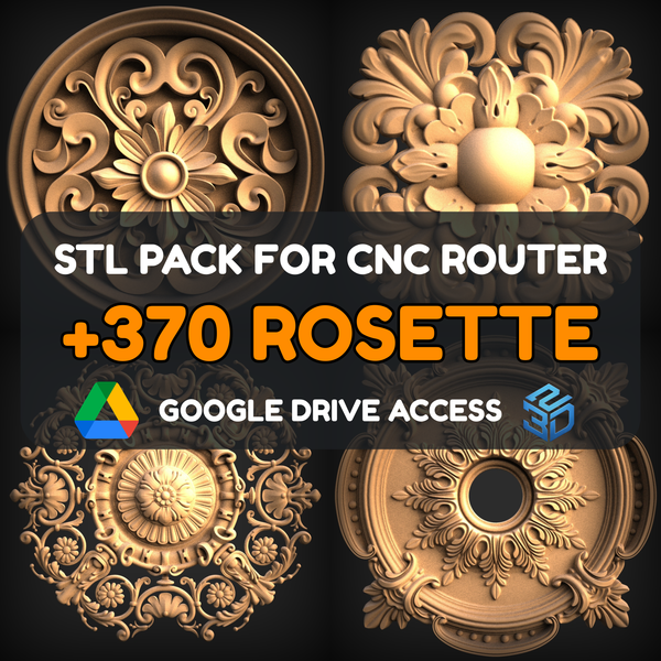 Rosette STL Pack – 370+ Models For CNC Routers | Google Drive Access | Commercial License