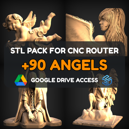 Angels STL Pack – 90+ Models For CNC Routers | Google Drive Access | Commercial License