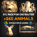 Animals STL Pack – 260+ Models For CNC Routers | Google Drive Access | Commercial License