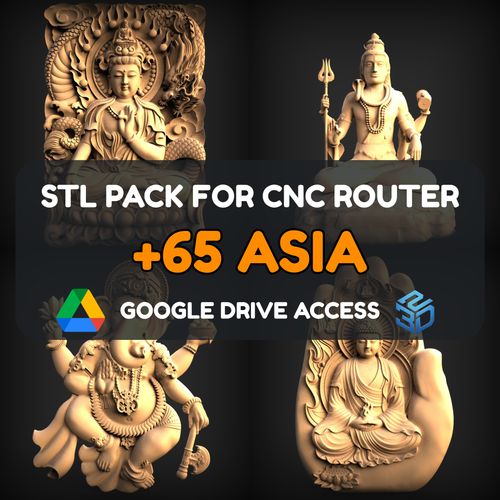 Asia STL Pack – 65+ Models For CNC Routers | Google Drive Access | Commercial License