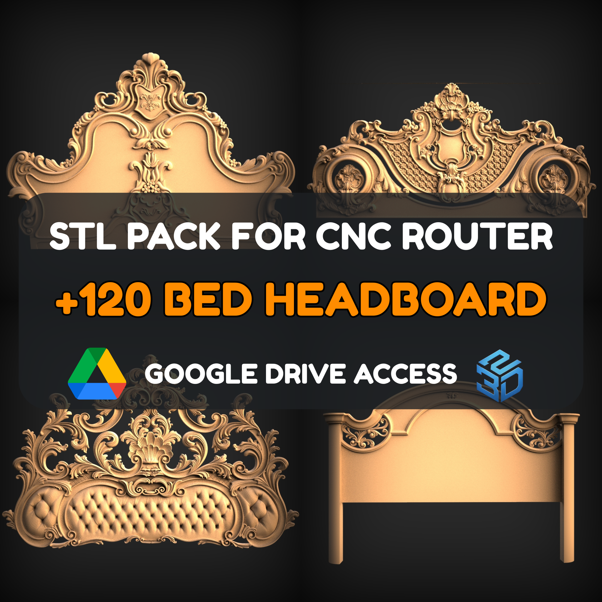Bed Headboards STL Pack – 120+ Models For CNC Routers | Google Drive Access | Commercial License