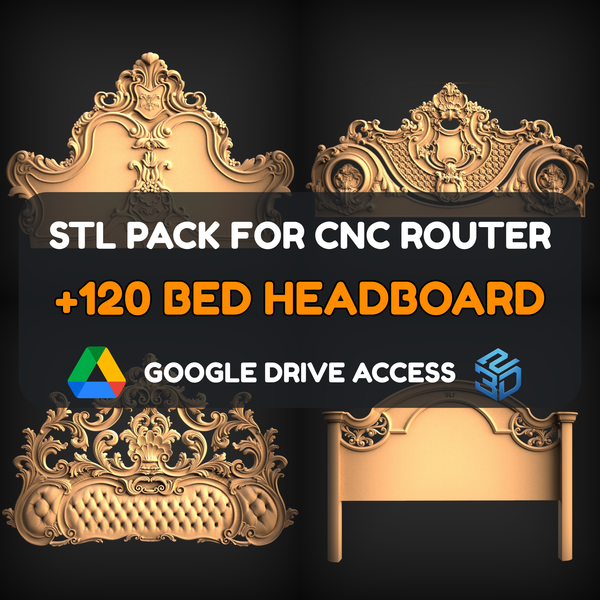 Bed Headboards STL Pack – 120+ Models For CNC Routers | Google Drive Access | Commercial License