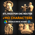 Characters STL Pack – 140+ Models For CNC Routers | Google Drive Access | Commercial License