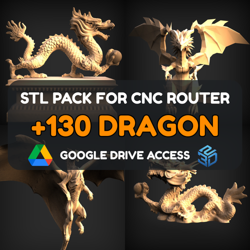 Dragons STL Pack – 130+ Models For CNC Routers | Google Drive Access | Commercial License