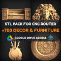 Decor & Furniture STL Pack – 700+ Models For CNC Routers | Google Drive Access | Commercial License
