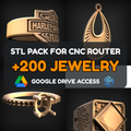 Jewelry STL Pack – 200+ Models For CNC Routers | Google Drive Access | Commercial License