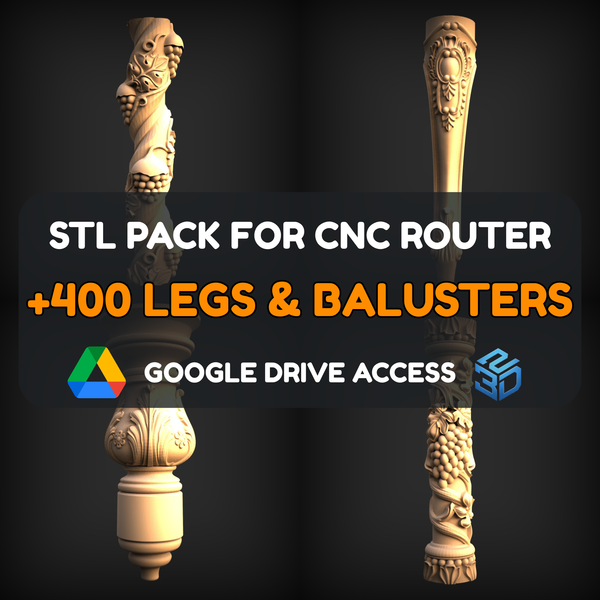 Legs & Balusters STL Pack – 400+ Models For CNC Routers | Google Drive Access | Commercial License