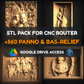 Panno & Bas-Relief STL Pack – 560+ Models For CNC Routers | Google Drive Access | Commercial License
